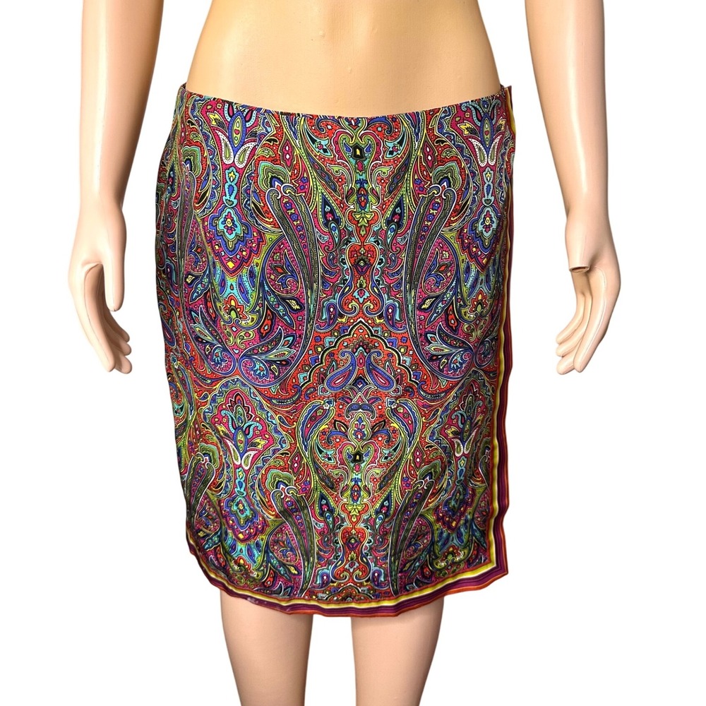Grace Elements Classic Paisley 100% Silk Wrap Skirt Women's Size 12‎